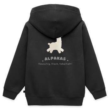 Alpakas - frech und flauschig - Kinder Premium Organic Zip Hoodie - Schwarz - Hinten - AI Model Kid Male (0cm)