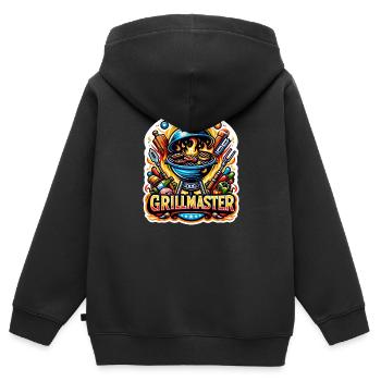 GrillMaster - Grill Illustration - Kids Premium Organic Zip-up Hoodie - black - Back - AI Model Kid Male (0cm)