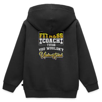 Fitnesstrainer Ausdauer Kraft Sportler - Kinder Premium Organic Zip Hoodie - Schwarz - Hinten - AI Model Kid Male (0cm)