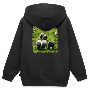 Heidschnucken are an old breed of sheep - Kids Premium Organic Zip-up Hoodie - black - Back - AI Model Kid Male (0cm)