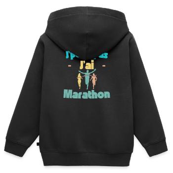 Ich kann keinen Marathon - Kinder Premium Organic Zip Hoodie - Schwarz - Hinten - AI Model Kid Male (0cm)