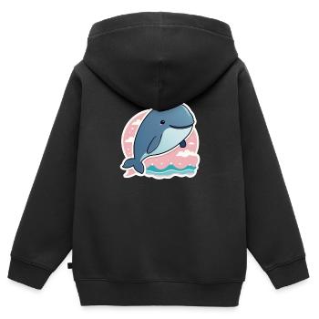 Baleine heureuse - Sweat Premium à capuche zippé enfant bio - noir - Dos - AI Model Kid Male (0cm)