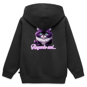 Regarde-moi - Sweat Premium à capuche zippé enfant bio - noir - Dos - AI Model Kid Male (0cm)