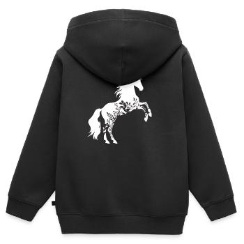 Blumenpferd - Kinder Premium Organic Zip Hoodie - Schwarz - Hinten - AI Model Kid Male (0cm)
