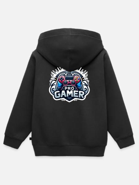 Pro Gamer - Controller Illustration - Kinder Premium Organic Zip Hoodie - Schwarz