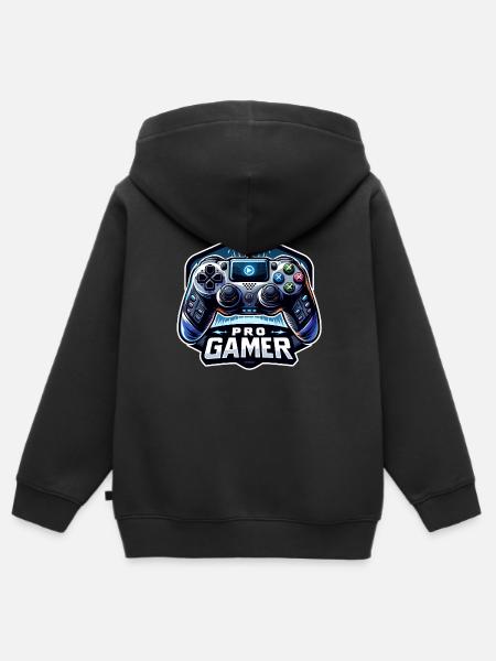 Pro Gamer - Controller Illustration - Kinder Premium Organic Zip Hoodie - Schwarz