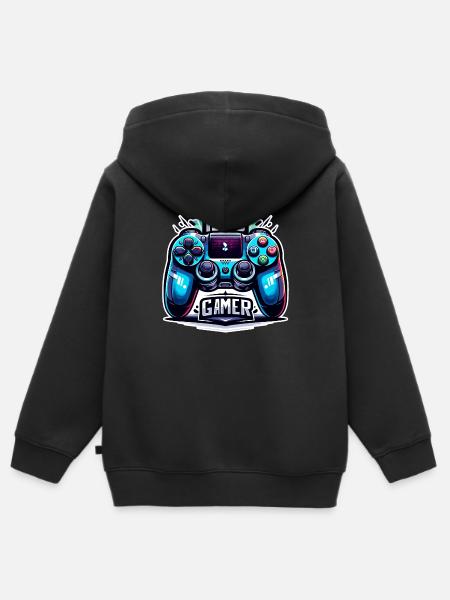 Pro Gamer - Controller Illustration - Kinder Premium Organic Zip Hoodie - Schwarz