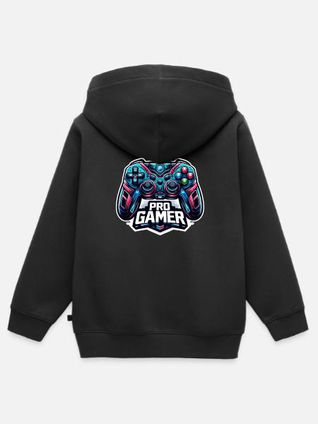 Pro Gamer - Controller Illustration - Kinder Premium Organic Zip Hoodie - Schwarz