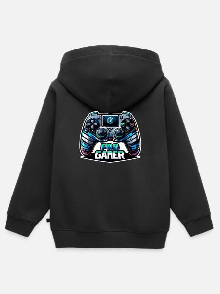 Pro Gamer - Controller Illustration - Kinder Premium Organic Zip Hoodie - Schwarz