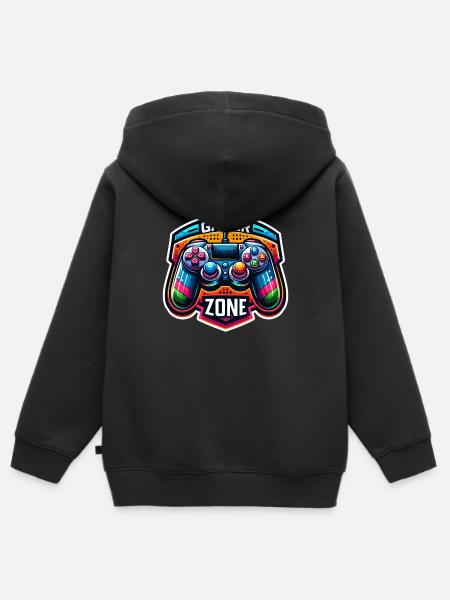 Gamer Zone - Controller Illustration - Kinder Premium Organic Zip Hoodie - Schwarz