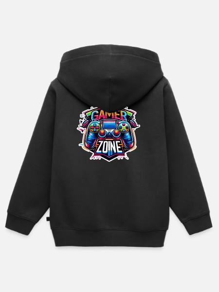 Gamer Zone - Controller Illustration - Kinder Premium Organic Zip Hoodie - Schwarz