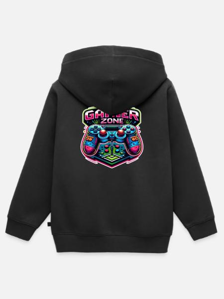 Gamer Zone - Controller Illustration - Kinder Premium Organic Zip Hoodie - Schwarz