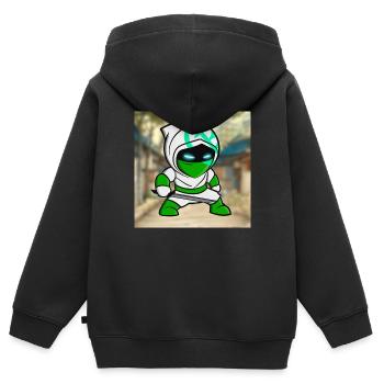 ninjas cash - Kinder Premium Organic Zip Hoodie - Schwarz - Hinten - AI Model Kid Male (0cm)
