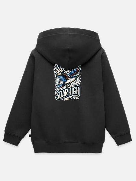 Soar High - Vogel Illustration - Kinder Premium Organic Zip Hoodie - Schwarz