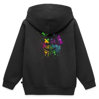 Pixelsmiley - Kinder Premium Organic Zip Hoodie - Schwarz - Hinten - AI Model Kid Male (0cm)