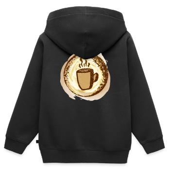 Kaffeetasse - warmes Wohlfühldesign - Kaffee - Kinder Premium Organic Zip Hoodie - Schwarz - Hinten - AI Model Kid Male (0cm)
