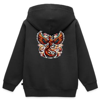 Rise Again - Phönix Illustration - Kinder Premium Organic Zip Hoodie - Schwarz - Hinten - AI Model Kid Male (0cm)