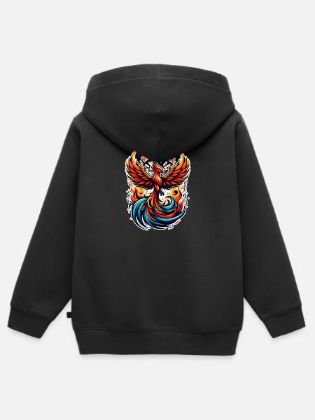 Rise Again - Phönix Illustration - Kinder Premium Organic Zip Hoodie - Schwarz
