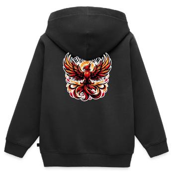 Rise Again - Phönix Illustration - Kinder Premium Organic Zip Hoodie - Schwarz - Hinten - AI Model Kid Male (0cm)