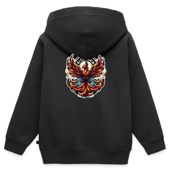 Rise Again - Phönix Illustration - Kinder Premium Organic Zip Hoodie - Schwarz - Hinten - AI Model Kid Male (0cm)