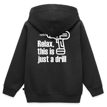 Entspann dich, das ist nur eine Übung - Kinder Premium Organic Zip Hoodie - Schwarz - Hinten - AI Model Kid Male (0cm)