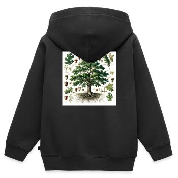 Botanik Eiche - Kinder Premium Organic Zip Hoodie - Schwarz - Hinten - AI Model Kid Male (0cm)