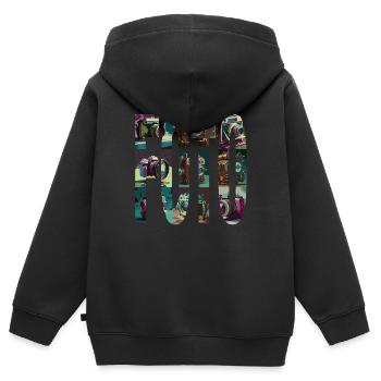 kamera 3x3 typo - Kinder Premium Organic Zip Hoodie - Schwarz - Hinten - AI Model Kid Male (0cm)