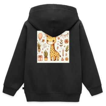 Giraffe Birthday - Kinder Premium Organic Zip Hoodie - Schwarz - Hinten - AI Model Kid Male (0cm)