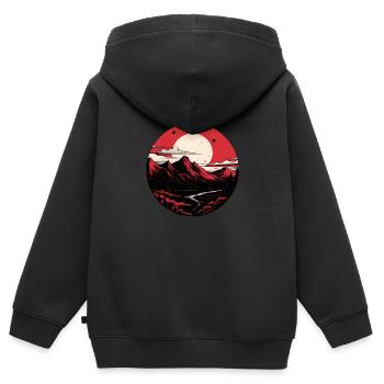 Full moon mountains - Kids Premium Organic Zip-up Hoodie - black - Back - AI Model Kid Male (0cm)