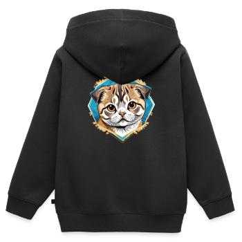Scottish Fold Cat - Kids Premium Organic Zip-up Hoodie - black - Back - AI Model Kid Male (0cm)