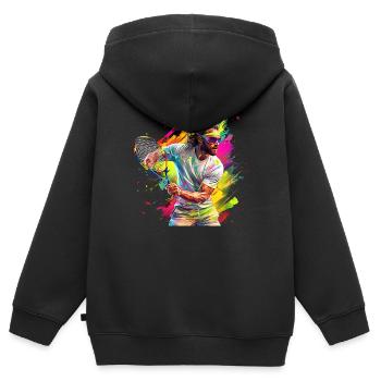 Tennis ist ein beliebter Sport - Kinder Premium Organic Zip Hoodie - Schwarz - Hinten - AI Model Kid Male (0cm)