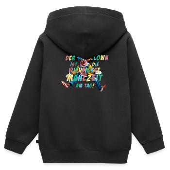 Der Clown ist die wichtigste Mahlzeit am Tag - Kinder Premium Organic Zip Hoodie - Schwarz - Hinten - AI Model Kid Male (0cm)