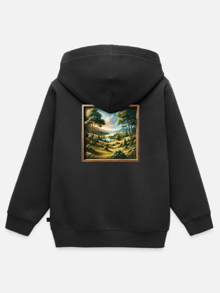 Landschaft - Illustration - Kinder Premium Organic Zip Hoodie - Schwarz