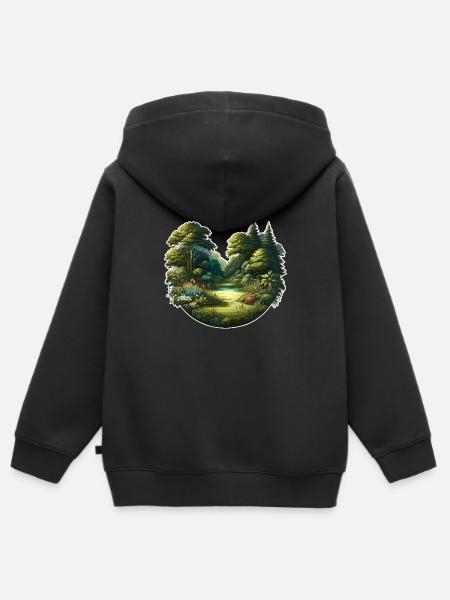 Landschaft - Illustration - Kinder Premium Organic Zip Hoodie - Schwarz