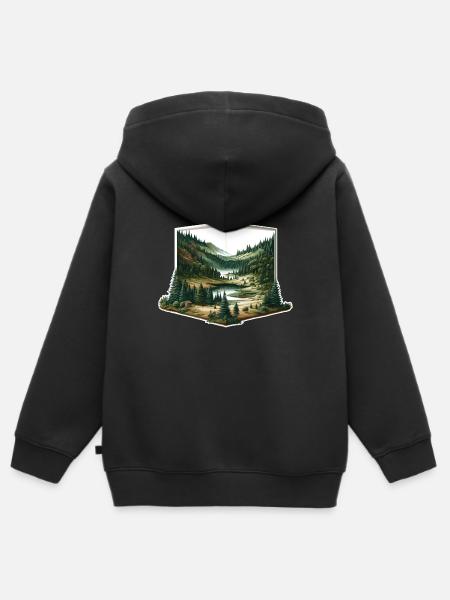 Landschaft - Illustration - Kinder Premium Organic Zip Hoodie - Schwarz