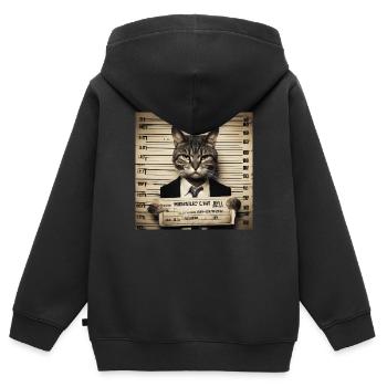 Mugshot Katze - Kinder Premium Organic Zip Hoodie - Schwarz - Hinten - AI Model Kid Male (0cm)