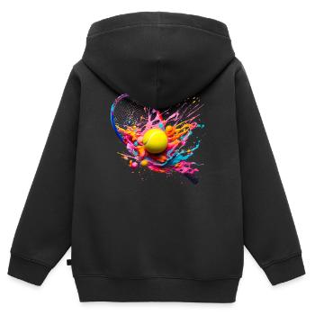 Ein Tennisspiel besteht aus mehreren Sätzen - Kinder Premium Organic Zip Hoodie - Schwarz - Hinten - AI Model Kid Male (0cm)
