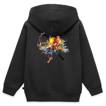 Tennis ist ein beliebter Sport - Kinder Premium Organic Zip Hoodie - Schwarz - Hinten - AI Model Kid Male (0cm)