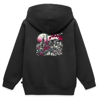 Romantisches Paris Hollywood – Stadtzauber Kunst - Kinder Premium Organic Zip Hoodie - Schwarz - Hinten - AI Model Kid Male (0cm)