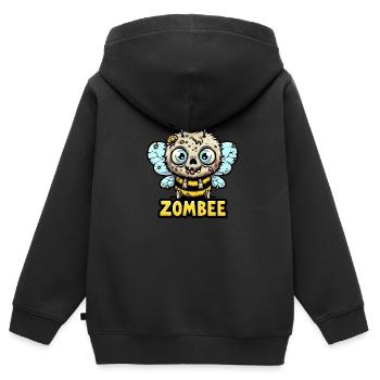 ZomBee - L'Abeille Zombie - Sweat Premium à capuche zippé enfant bio - noir - Dos - AI Model Kid Male (0cm)