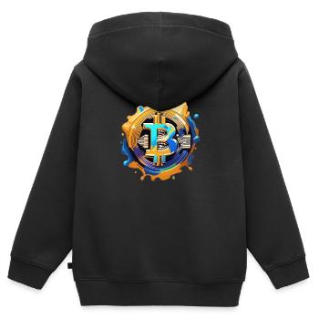 Stamp Liquid - Kids Premium Organic Zip-up Hoodie - black - Back - AI Model Kid Male (0cm)