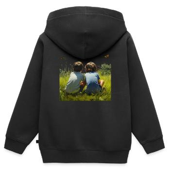 Eine unbeschwerte Kindheit - Kinder Premium Organic Zip Hoodie - Schwarz - Hinten - AI Model Kid Male (0cm)