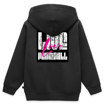 Live Love Paintball, whireframe coeur avec bg - Sweat Premium à capuche zippé enfant bio - noir - Dos - AI Model Kid Male (0cm)