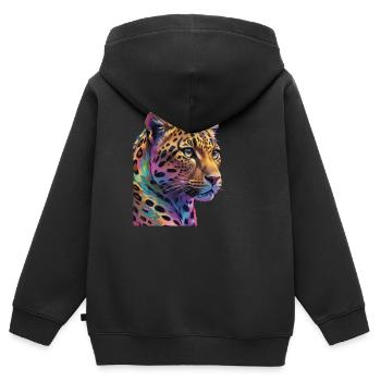 Leopard - Kinder Premium Organic Zip Hoodie - Schwarz - Hinten - AI Model Kid Male (0cm)