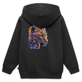 Leopard - Kinder Premium Organic Zip Hoodie - Schwarz - Hinten - AI Model Kid Male (0cm)