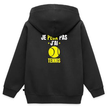 je peux pas j'ai tennis - Sweat Premium à capuche zippé enfant bio - noir - Dos - AI Model Kid Male (0cm)