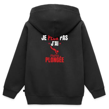 je peux pas j'ai plongée - Sweat Premium à capuche zippé enfant bio - noir - Dos - AI Model Kid Male (0cm)