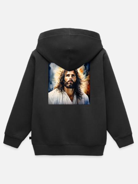 Jesus - Kinder Premium Organic Zip Hoodie - Schwarz