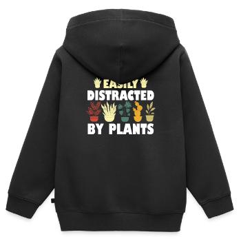 Leicht von Pflanzen abgelenkt - Kinder Premium Organic Zip Hoodie - Schwarz - Hinten - AI Model Kid Male (0cm)
