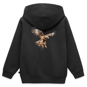 Majestätischer Bussard - Kinder Premium Organic Zip Hoodie - Schwarz - Hinten - AI Model Kid Male (0cm)